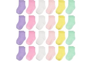 TRAMLE Baby Girls Kids Socks, 24 Pairs Toddler Colorful School Breathable Children Crew Socks（0-13 Years Old）
