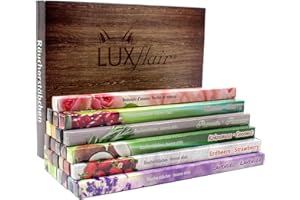 LUXFLAIR Zestaw kadzidełek XXL - 26 zapachów m. in. z różą, drzewem sandałowym, wanilią, cytronelą, Nag Champa. Indyjska mieszanka