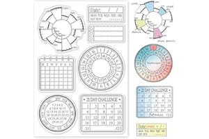 GLOBLELAND Timetable Clear Stamps Calendar Planner Day Challenge Silicone Clear Stamp Seals for Cards Making DIY Scrapbooking Photo Journal Album Decoration