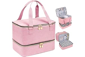 RZMAYIS Nail Polish Carrying Case Bag-Holds 40 Bottles, Double-Layer Nail Polish Storage and Nail Dryer Case