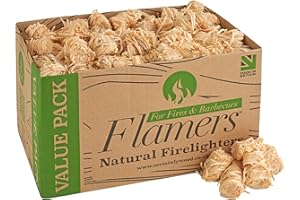 Flamers Natural Wood Wool Firelighters 200 Value Pack – Fire Lighters for Wood Burner, Open Fires and Fireplaces – BBQ starter – Fires starters- Made by us in the UK