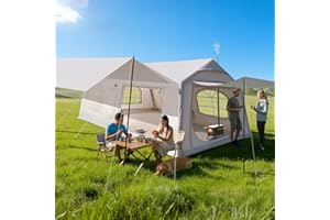 MOPHOTO Inflatable Tents for Camping, Large Blow Up Tent with Hand Pump, Easy Setup Family Tent 4 Season Tent, Waterproof Oxford Air Glamping Tents 4/6/8/10/12 Person((With a Canopy)