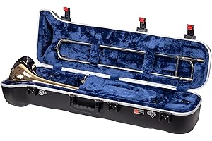 Crossrock Woodwind Hardshell Case Fits Tenor Trombone Removable Shoulder Strap, Storage Compartment, TSA Lock-Black (CRA862TBBK)