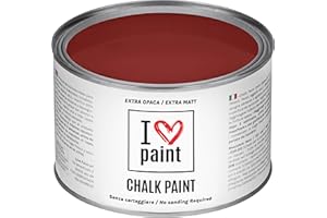 I LOVE PAINT I LOVE CHALK PAINT color Rojo Óxido 375 ml - Pintura a la tiza para muebles, paredes y objetos sin lijado - Sin disolventes ni formaldehído - Pintura para decoración efecto tiza a base de agua