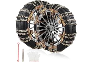 DBREAKS Cadenas Coche Nieve Universales, 8 Piezas Cadenas de Nieve para Coche, 215-285MM Cadenas Antideslizantes Rueda de Neumático, Cadenas De Seguridad Universales Para Automóviles(Amarillo)