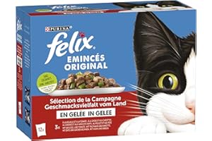 FELIX Sensations Gelée | Chat Adulte | Emincés en Gelée |Sélection de Volailles et Légumes| Lot de 6-12 x 85 g | Sachet fraicheur