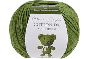 Utopia Crafts Amigurumi Cotton DK Yarn for Crochet and Knitting 50% Cotton, 50% Acrylic Blended, 50g (1, Olive Green)