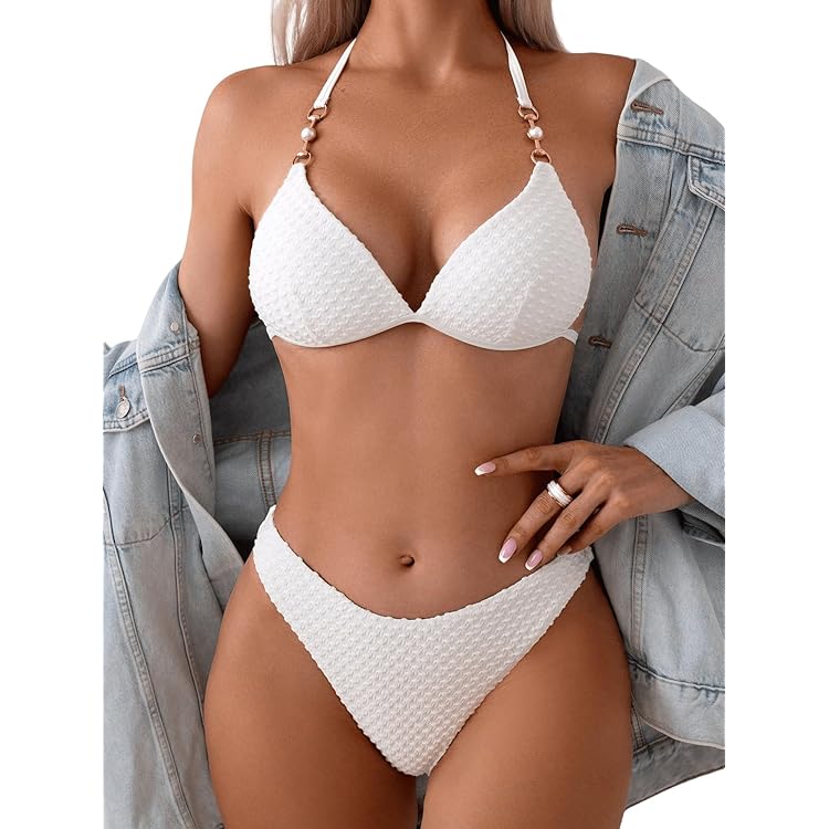 CUPSHE Dames Bikinisets met Diepe Hals, Lage Taille, Stropdas aan de Zijkant, Twee-Delig Badpak, Zwemmode, Magenta, M