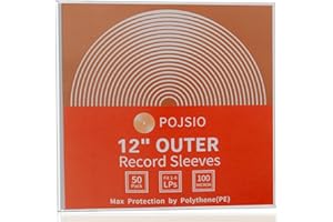 POJSIO 50 Pz. Buste Vinili 33 Giri Esterne, Buste Vinile 33 Giri PE per 1-4 LPS |Alta Qualità Polietilene Plastica Trasparente| |Extra Spesso 100 Micron| Buste Vinile per 12" Dischi Protezione Cover