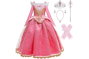 KANDEMY Mädchen Prinzessin Aurora Kostüm Kinder Dornröschen Kleid Karneval Kostüme für Fasching Party Verkleidung Cosplay Geburtstag Mottoparty Kleider Pink 140