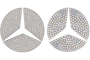 LbsAMP 2 Pezzi Adesivi per Volante 45mm Bling Cristallo per Mercedes Benz Logo AMG Volante Accessori Interni Mercedes per Mercedes-Benz A B C E G CLA CLS GLA GLC GLE GLK (Argento e Colore)