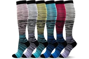 LEOSTEP 20-30mmHg Compression Stockings for Men & Women (6 Pairs) - Breathable Support Stockings for Travel, Sports, Flight, Running, Cycling, Pregnancy