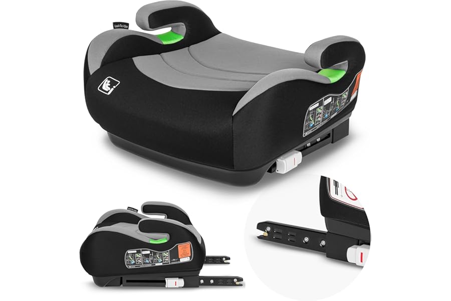 LIONELO LUUK FIX I-Size Children's Car Booster Seat Easy Installation ISOFIX or/and Belt, 125-150 cm 22-36 kg Light, Comfortable, Indicators, Adaptive Foam, Breathable Washable, Car Booster, Armrests