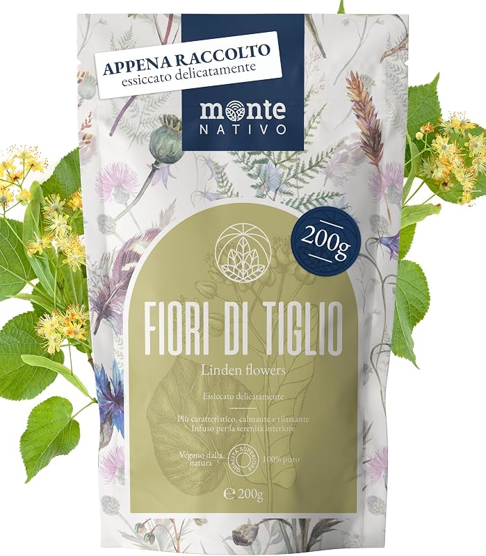 Linden Tea Monte Nativo (200g) - Linden Flowers for the most delicious cup - Aromatic and 100% Pure and Natural Loose Leaf Herbal Tea Without Additives - As a healthy, refreshing infusion