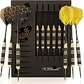 CC-Exquisite Professional Steel Tip Darts Set - 6 x 22g Metal Barrels with 12 Standard/Thin Flights, Aluminum Shafts 12 35/48