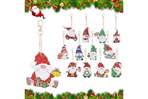 BAILTOUK 12 Pezzi 5D Diamond Painting Portachiavi Natale, Diamond Painting Natalizi Pendenti, DIY Diamond Painting Kit Ciondoli per Pittura con Diamanti Portachiavi per Ciondoli Natalizi, Portachiavis