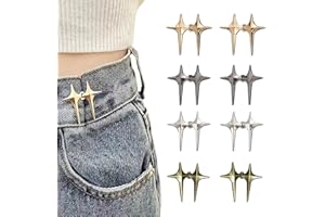 Okaywork 8 Paires de Boutons Pour Jeans-Étoile 4 Magiciens-Pince pour Pantalon Trop Large,Taille Serrée Bouto, Ceinture Ajustable Sans Couture,Boutons Jeans Amovibles,Plusieurs Couleurs