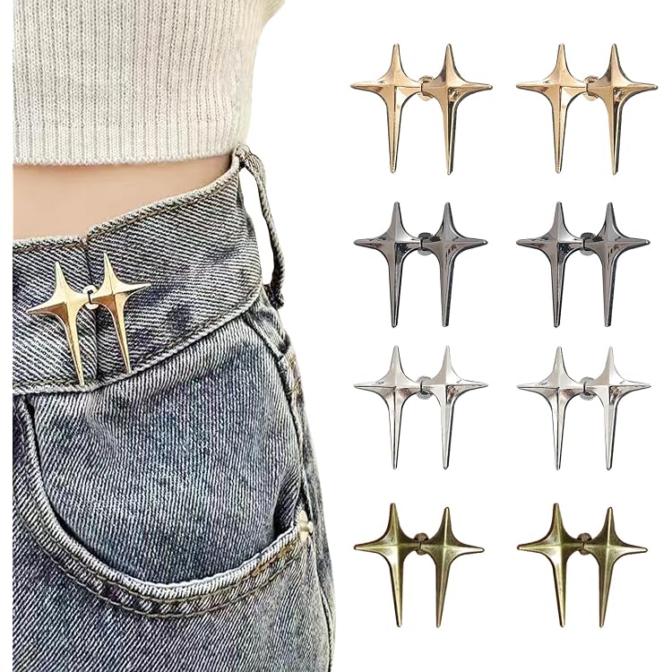 Lot De 8 Pinces à Pantalon Réglables - Bouton Clip Sans Couture, Taille Ajustable