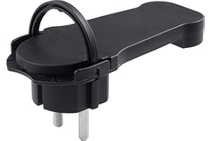 Meister spina piatta nera – con archetto pieghevole – adatto per cavi con 1,5 mm2 sezione cavo – IP20 interno/protezione contatti angolare extra piatto/spina Schuko/7421080