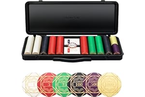 SLOWPLAY Nash - Set di fiches da poker in ceramica per Texas Hold'em, 500 pezzi [con valori numerati], 39 mm e 10 g ciascuno, con custodia di fascia alta in policarbonato tedesco