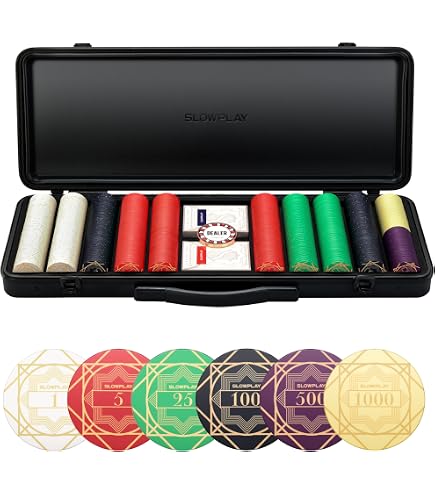 Brybelly 25 Rectangular Poker Chips - Heavy 32g European Style Plaques For High-Stakes Games (5 Colors)