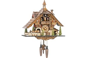 Engstler Reloj de Cuco de Cuarzo, casa de la Selva Negra con Tren en Movimiento, con música EN 48110 QMT