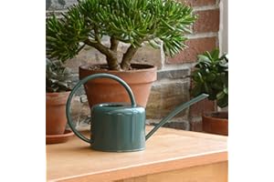 CKB LTD® Regadera de interior pequeña de 1,1 L, acero galvanizado con recubrimiento en polvo de color verde oscuro, para plantas de interior, diseño contemporáneo de metal con boquilla estrecha y