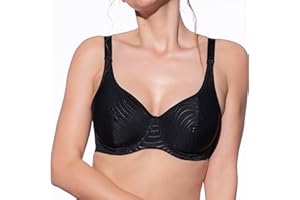 Selene, Sujetador Reductor para Mujer con Aros, Sin Relleno, Motivo a Rayas, Colección María