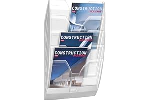 CEP Présentoir mural Magnétique Trieur 5 compartiments Aimanté Support rangement Documents vertical Format 24x32cm Fixation magnet Blanc Cristal
