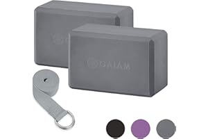 Gaiam Essentials Yoga Block 2 Pack & Yoga Strap Set