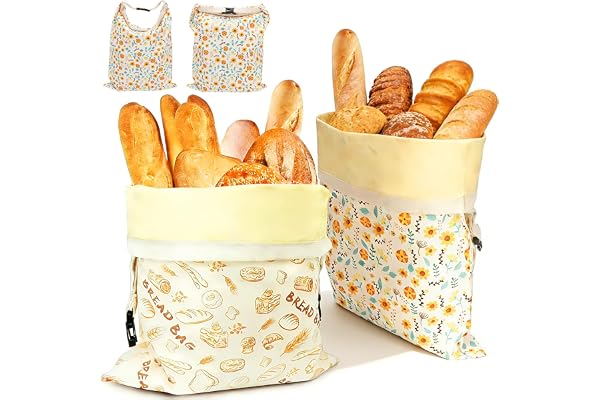 DENUOTOP Förpackning med 2 bivaxbrödspåsar 43 x 33 cm, återanvändbar brödpåse i bomullslinne för att hålla brödet färskt, bivaxbelagda förvaringspåsar för hembakat bröd och bakverk