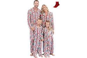 PATPAT Weihnachts Pyjama Familie Set - Christmas Pyjama Outfit Weihnachtsmuster, Weihnachtspyjama Paare Couple, Lang Familie Schlafanzüge, Matching Christmas Pyjamas für Baby Pap Mom Junge mit Socken
