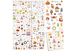 COLOFALLA 4 Blatt Aufkleber Jahreszeiten A4 DIY Sticker Blumen Frühling Sommer Herbst Winter Deko Zubehör für Scrapbooking Fotoalbum Notizbuch Kinder Basteln Geschenke (Jahreszeiten)