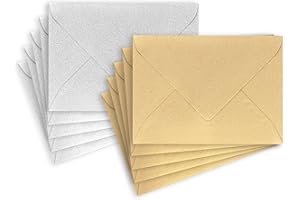 ÖKI Lot de 10 enveloppes dorées/argentées - Pour cartes bon d'achat, cadeaux en argent, petites cartes de vœux, etc. - 5 pièces par couleur - Dimensions C7 81 x 114 mm