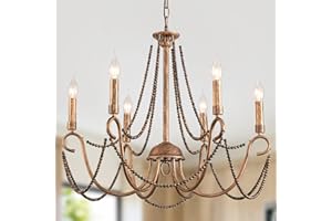 Ganeed Lámpara de techo Vintage Francés Clásico Colgante Lámpara de Araña Hierro Forjado Bronce 6 Luces