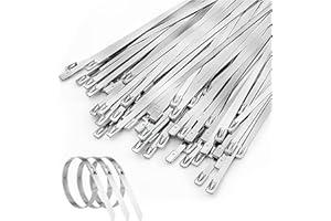 Kabelbinder Edelstahl 100 Stück, Stahl Kabelbinder, Foneso 300 x 4,6 mm Kabelbinder metall für Installation von Hitzeschutzband, Zaun, Zelt, Eisengitter und Hinweistafel