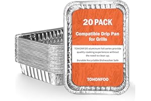 TOHONFOO 20 Pack Drip Pan Liners for Ninja OG701 Woodfire Outdoor Grill & Smoker - Compatible with Weber Genesis - Spirit - Q Series - Disposable Aluminum Foil Grease Tray Liners