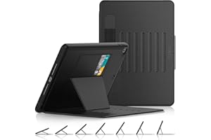 SEYMAC stock Case for iPad 9th/8th/7th Generation 10.2'', [Strong Magnetic] Auto Sleep/Wake Drop Proof Cover with [Multi-angle Stand] Pencil Holder, Card Slot for iPad 10.2 Inch 2021/2020/2019, Black