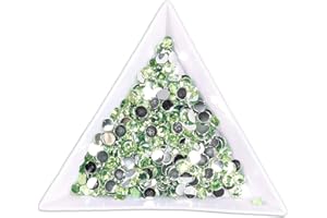 BAD ASS BEAUTY 1000pcs 2mm Flat Back Resin Rhinestones Bling Crystal Diamantes for Nail Art & Craft (2mm, Light Green)
