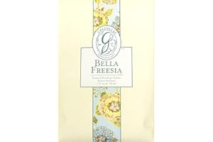 GREENLEAF -Bella Freesia- Scented Sachet Bag, Drawer Fragrance Wardrobe Air Room Freshener for Living Room Bedroom Bathroom Laundry Basket or Car - Notes of Freesia Blooms, White Tea, Citrus, Amber