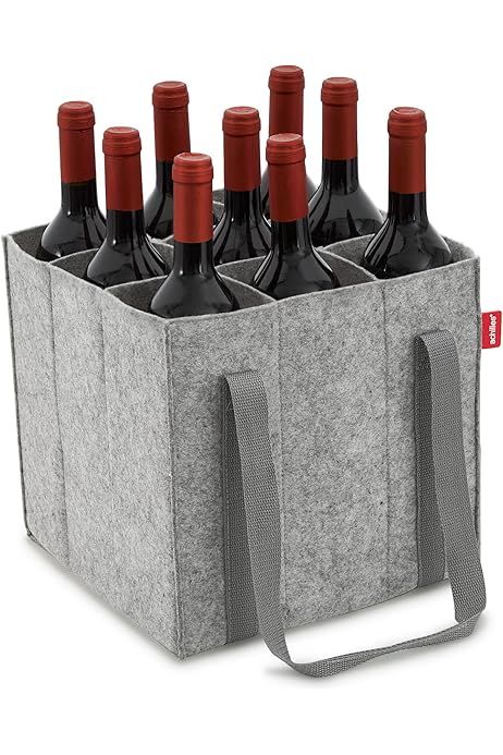 VIBINHO Filz-Flaschentasche 6-Fach - Wein & Bier Transporttasche Mit Klettgriff