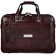 Hidekin BAG JACK - Natural Grain Leather | Handcrafted | Eridanus | Dimension and Impressive | Men Office Leather Laptop Bag | 15.6/17 Inch | (Brown)