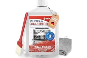 Maxxi Clean | 1x Set Combinato per la Pulizia di Forno e Grill | 500 ml di Gel incluso 1x Pennello e 1x Panno in Microfibra | Pulitore e Sgrassatore extra forte | Per Forno, Piano Cottura e Grill