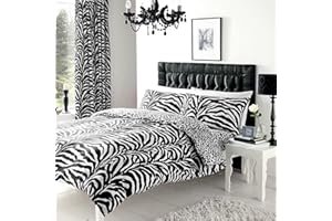 GC GAVENO CAVAILIA diseño Impreso Funda de edredón de polialgodón de Lujo, Suave y Acogedor, Juego de Cama cálido, Mezcla Poliéster y algodón, Cebra, Blanco/Negro, Doble, Doublé