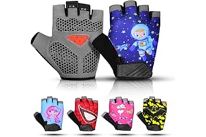 SAGA SPORTS Gants Moto Enfant Demi-Doigt | Antidérapants, Rembourrés & Fingerless | Gants BMX Enfant & Gants de Cyclisme Garçon Fille Idéal pour Vélo, MTB, Gymnastique