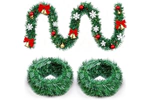 KENVORA 11m Tannengirlande Girlande Weihnachten Weihnachtsgirlande - 2 Stück 5.5m Weihnachtsdeko Girlande Tanne Tannengrün, Christmas Garland Künstliche Grün Tannengirlande für Innen Aussen Weihnachtsdeko
