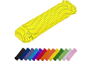 ‎TECEUM TECEUM Seil – 27,5 m x 6 mm (1/4 Zoll) – Neon-Mix – Starkes Allzweckseil – Camping, Basteln, Fahnenmast, Innen- und Außenbereich – Polypropylen-Nylon-Poly-Leichte, diamantgeflochtene Schnur