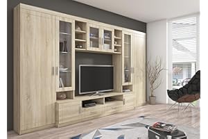 ‎KUECHEN-PREISBOMBE Kuechen-preisbombe TOP Wohnwand Paris Anbauwand Wohnkombi Wohnzimmer Sonoma Eiche matt