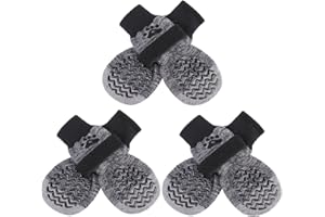 PUPTECK 3 Paar Anti Rutsch Hundesocken für Innenbereich - Hundeschuhe Pfotenschutz Sommer gegen hitze Winter Socken Schutz, Outdoor Traktions Kontrolle Stiefel für Hunde auf Hartholzboden Black m
