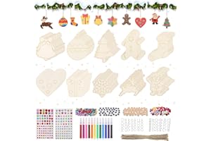 FENTAR 416Pc Adornos Navidad Madera, Void Decoracion Navidad para Artesanía, Adornos Navidad, Madera DIY Adornos de Navidad, Accesorios Completos Adornos Navideños para Manualidades, Colgantes Arbol de Navid